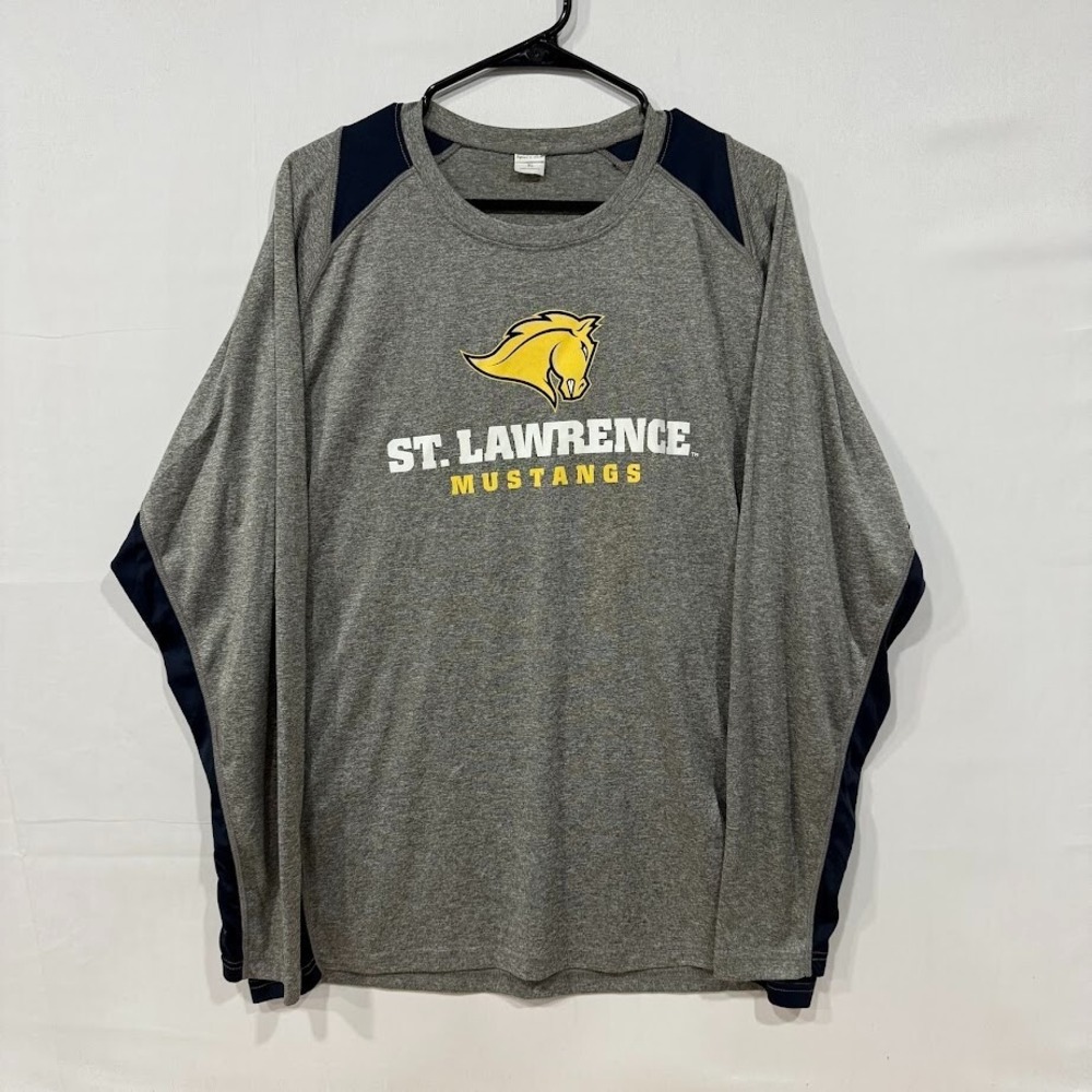 Sport-Tek Long Sleeve Shirt Mens XL Gray St.‎ Lawrence Mustangs Graphic Tee